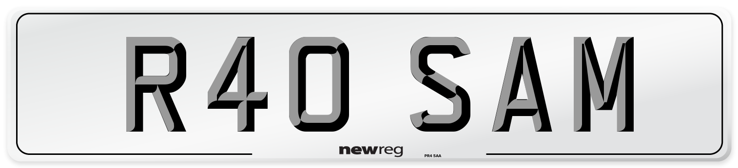 R40 SAM Number Plate from New Reg